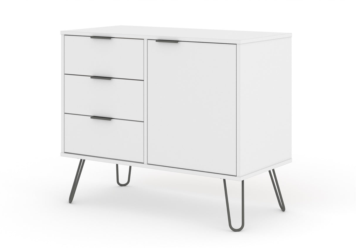 Augusta White Small Sideboard With 1 Door, 3 Drawers