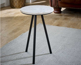 Opal Side Table With White Marble Top & Metal Legs