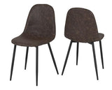 MARLOW & ATHENS DINING SET (X4 CHAIRS) - BLACK MARBLE/BROWN FAUX LEATHER