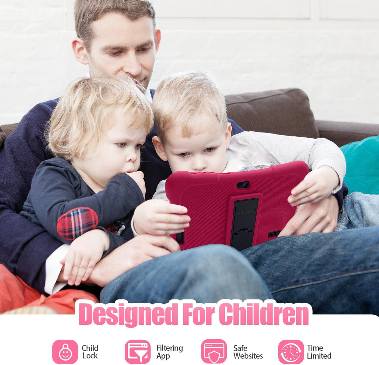 PRITOM Kids Tablets 7" WiFi Android 13 32GB - Pink