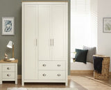 Lancaster 3 Door 2 Drawer Wardrobe Cream