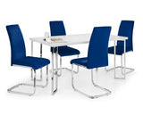 SET OF 4 CALABRIA VELVET CANTILEVER CHAIRS - BLUE