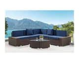 Mijas Brown Two Tone Corner Set w/ Blue Cushions