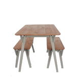 Corona Grey 140cm kitchen table & 2 bench set