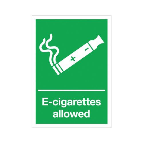 Signs and Labels E-Cigarettes Allowed Sign Rigid Plastic 210x148mm EL002A5RP