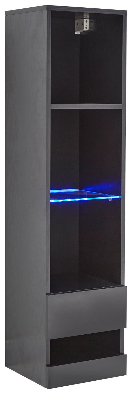 Galicia tall shelf unit with led black