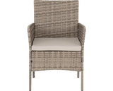 Willow 4Pc Garden Set - Grey Rattan/Grey Fabric/Clear Glass
