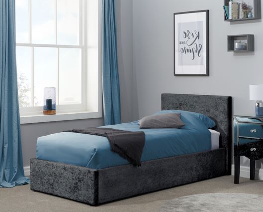 Berlin Single Ottoman Bed - Black Crushed Velvet