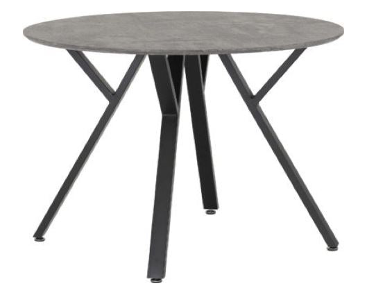 Athens Round Dining Set - Concrete Effect/Black/Grey Faux Leather