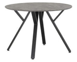 Athens Round Dining Set - Concrete Effect/Black/Grey Faux Leather