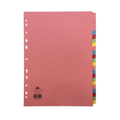 Concord Divider 20-Part A4 160gsm Multicoloured 74099&#47;J40