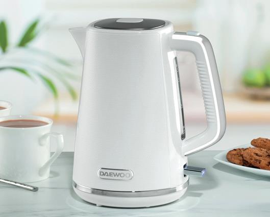 Essentials Daewoo Stirling 2 Slice Toaster & 1.7 Kettle White with Travel Bottle -  Sea Salt