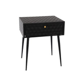 Saturn metal 1 drawer bedside cabinet, black with gold handle