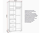 OLIVER 1 DOOR 3 DRAWER OPEN SHELF WARDROBE - LIGHT OAK EFFECT