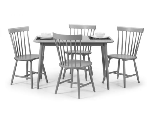 SET OF TORINO GREY DINING TABLE AND 4 TORINO GREY CHAIRS