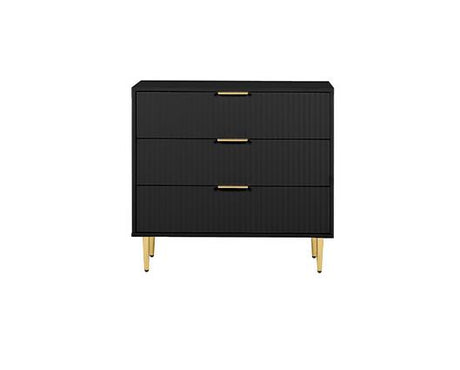 Zara 3 Drawer Fluted Chest - Black