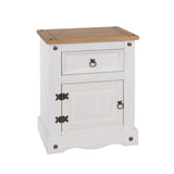 Corona White 1 Door, 1 Drawer Bedside Cabinet