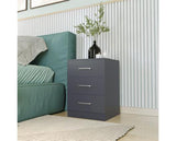 DAKOTA 3 DRAWER BEDSIDE - DARK GREY