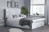 Sienna King Ottoman Bed - Steel Crushed Velvet