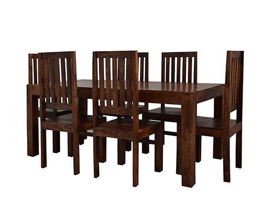 Toko Dark Mango 6 FT Dining Set with Wooden Chairs