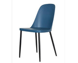 Duo chair, blue plastic seat with black metal legs (pair)