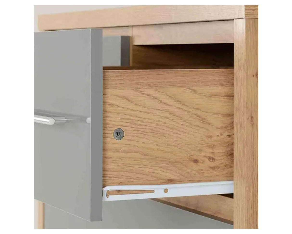 Seville 3+2 Drawer Chest - Grey High Gloss/Light Oak Effect Veneer