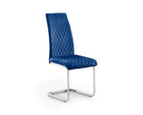 SET OF 4 CALABRIA VELVET CANTILEVER CHAIRS - BLUE