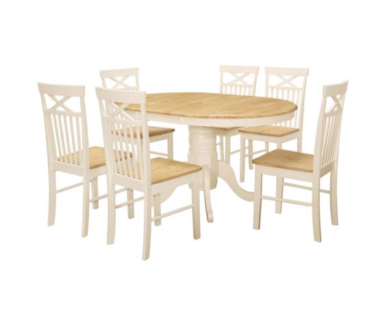 Chatsworth Round Extending Dining Table With 6 Chairs