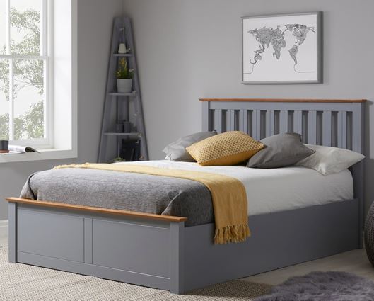 Phoenix Small Double Ottoman Bed - Stone Grey