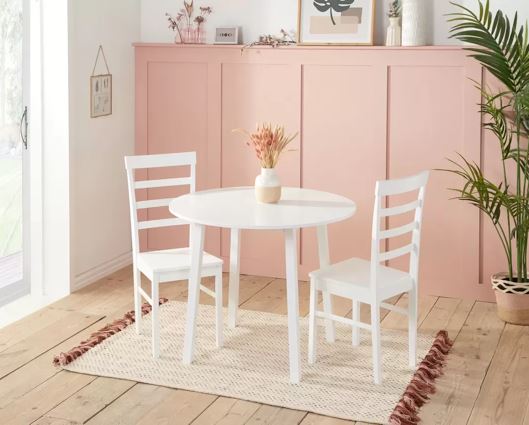 Pickworth Dining Set with 2x Upton Chairs White