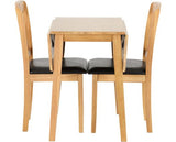 Mason Double Drop Leaf Dining Set - Oak Varnish/Brown Faux Leather