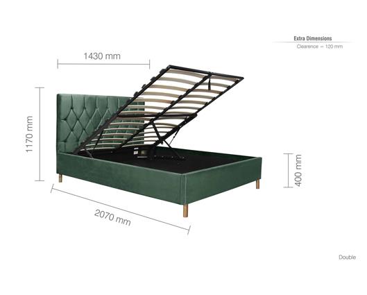 Loxley King Ottoman Bed - Green