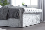 Sienna Double Ottoman Bed - Steel Crushed Velvet