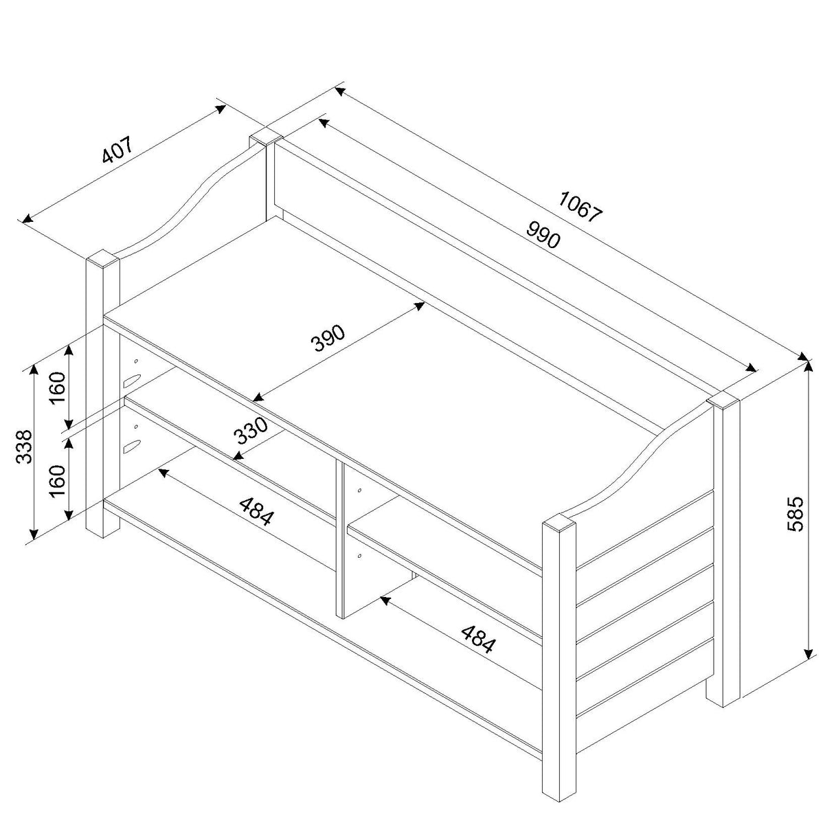 Corona Grey large shoe storage bench with storeage area,