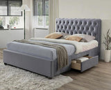 Marlow King Bed with Storage Drawers - Grey