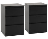 MALVERN 3 DRAWER BEDSIDE X2 - BLACK