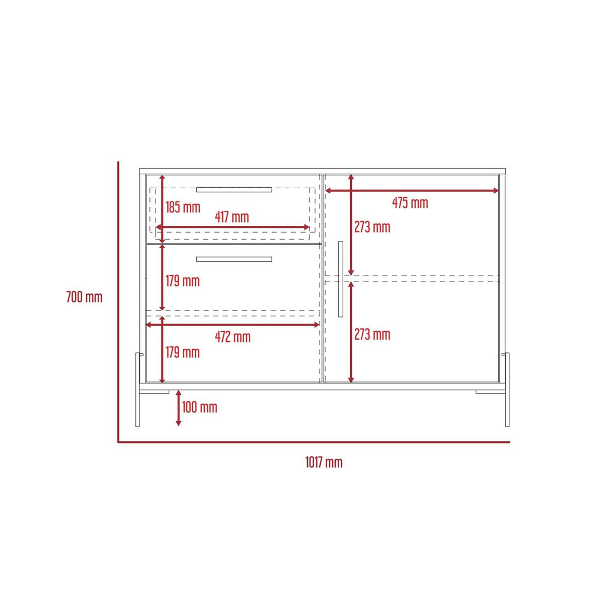 Harvard Small Sideboard with 2 Door, 1 Drawer