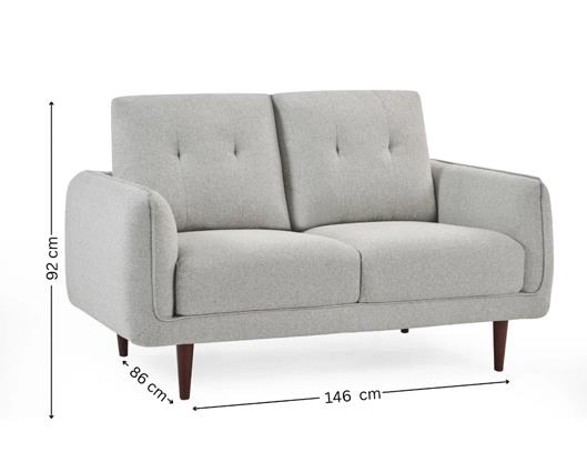 Remy Fabric 2 Seater Sofa Light Grey