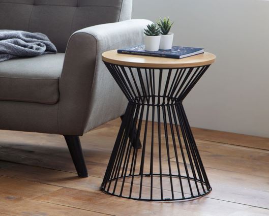 JERSEY ROUND WIRE LAMP TABLE - EURO OAK