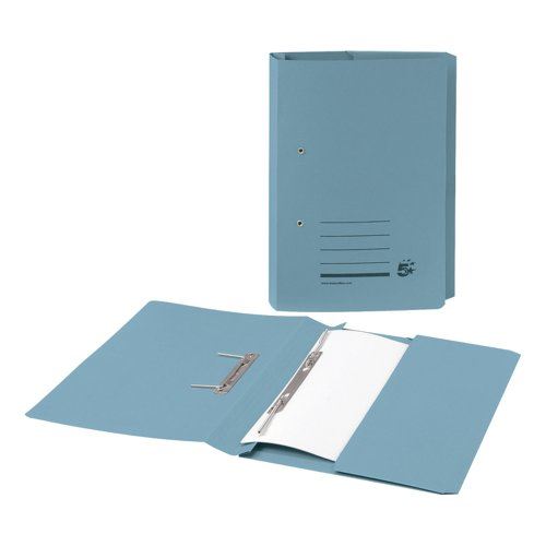 5 Star Office Transfer Spring Pocket File Recycled Mediumweight 285gsm Foolscap Blue (Pack of 25)