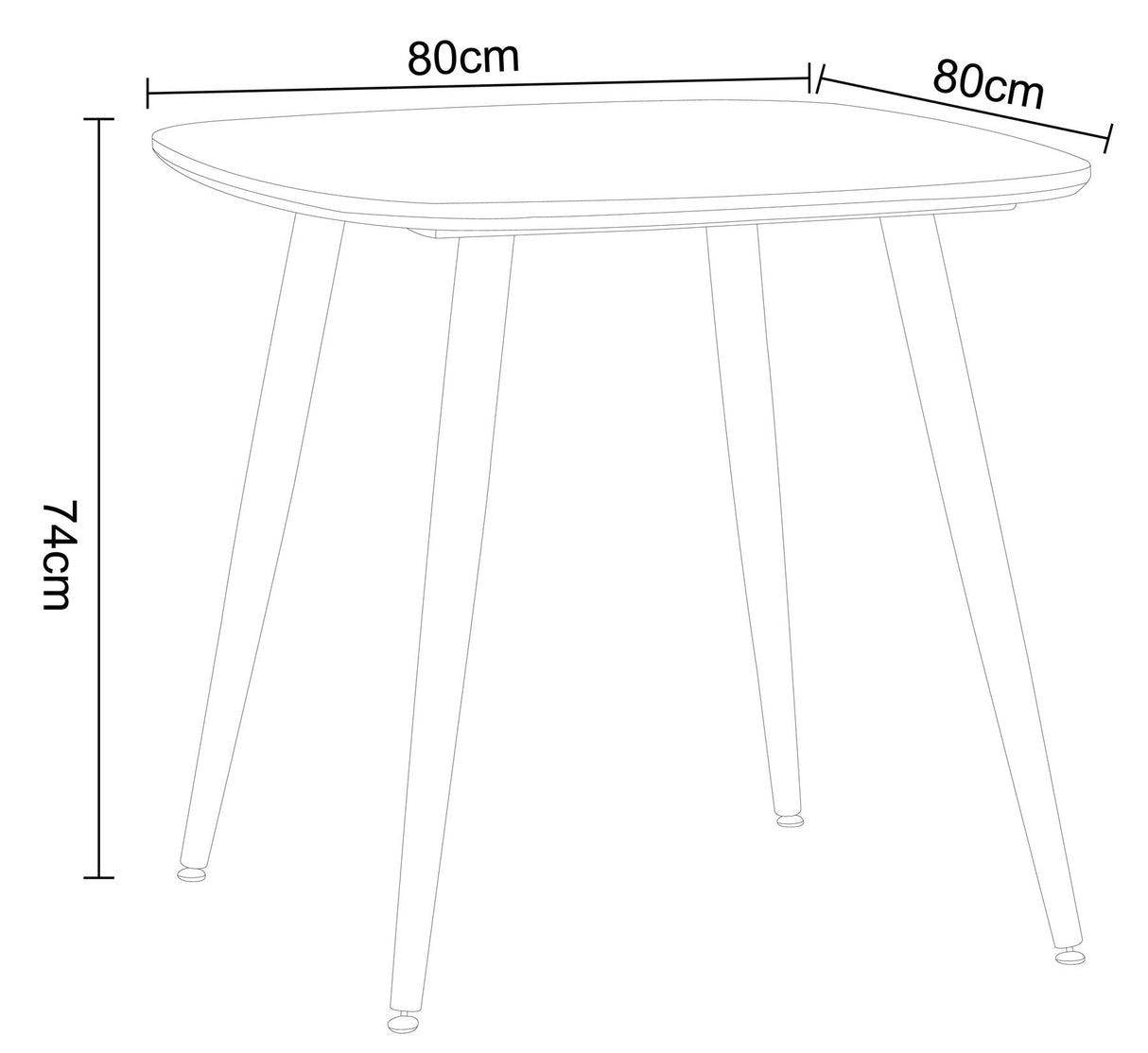 Aspen square dining table, light oak effect top with black tapered legs