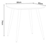 Aspen square dining table, light oak effect top with black tapered legs