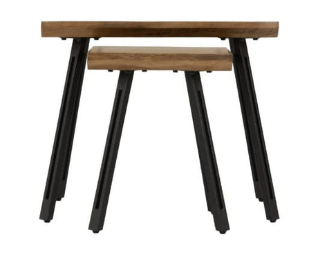 Quebec Wave Edge Nest of Tables - Medium Oak Effect/Black