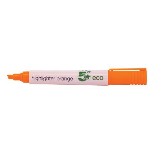 5 Star Eco Highlighter Chisel Tip 1-5mm Line Orange (Pack of 10)