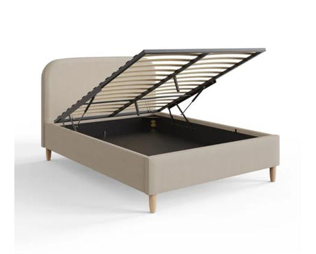 Florence Boucle Double Ottoman Bed - Natural Stone