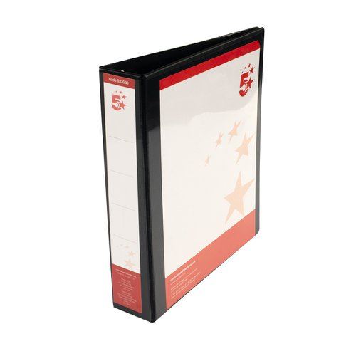 5 Star Office A4 Presentation Ring Binder Polypropylene 38mm 4D-Ring Black (Pack of 10)