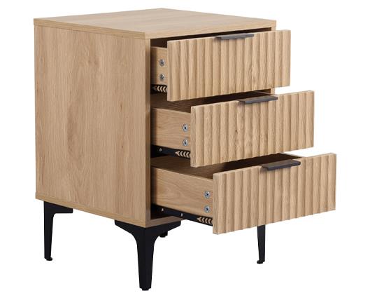 MIAMI 3 DRAWER BEDSIDE - OAK EFFECT/BLACK