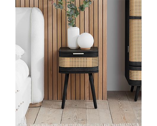 Noah 1 Drawer Bedside - Black