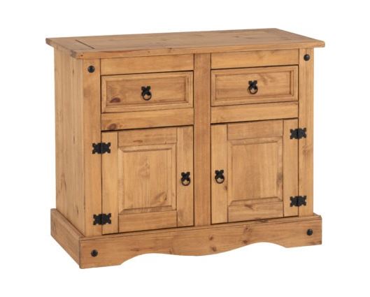 Corona 2 Door 2 Drawer Sideboard - Distressed Waxed Pine
