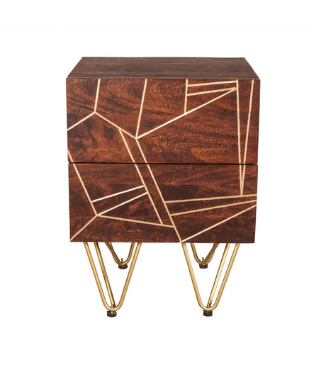 Dark Gold 2 Drawer Side Table